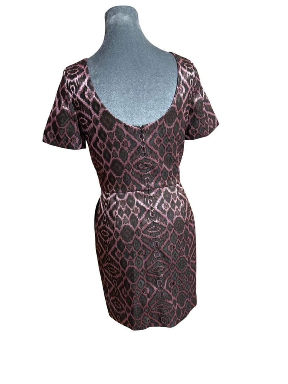 Mackage Womens Black & Pink Jacquard Short-Sleeve Mini Dress Size S - Picture 4 of 8
